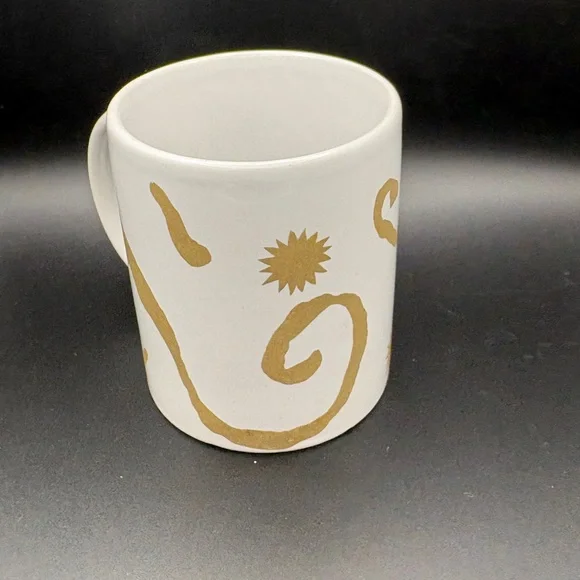 Vintage Oscar de la Renta Ceramic Mug Gold Swirl Sunburst Coffee Cup 12oz EUC - Picture 5 of 11